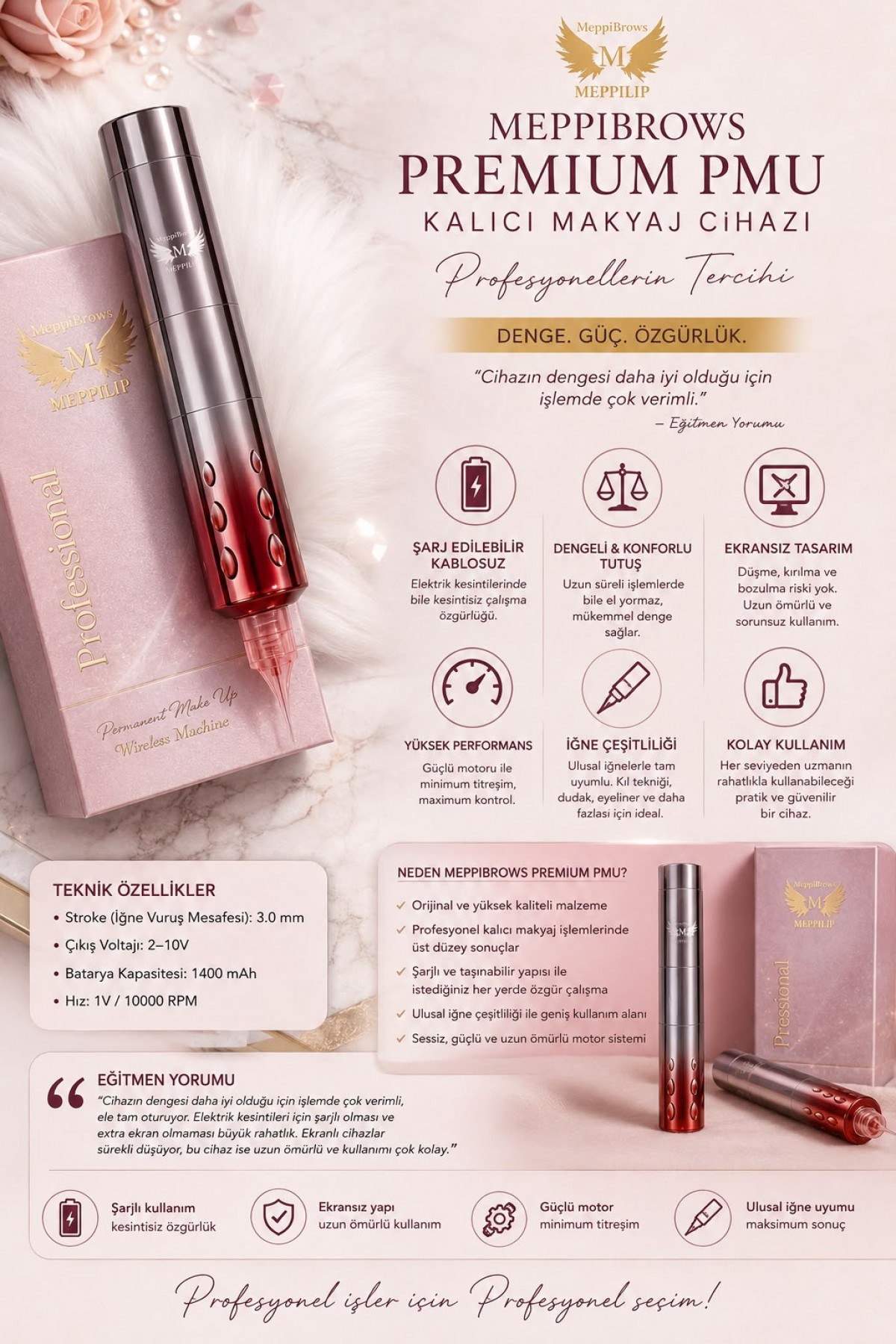 MeppiBrows Premium PMU Kalıcı Makyaj Cihazı