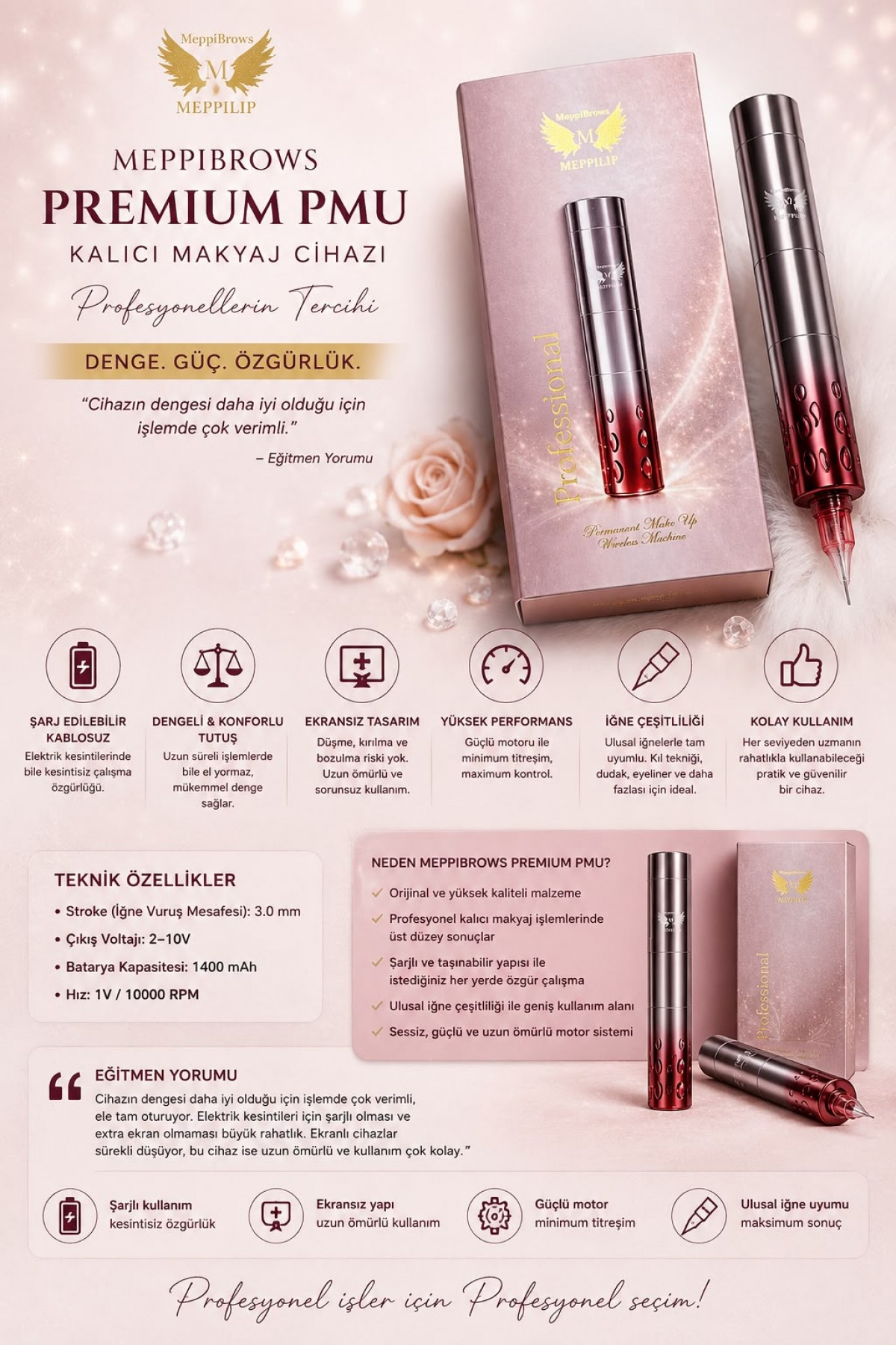MeppiBrows Premium PMU Kalıcı Makyaj Cihazı